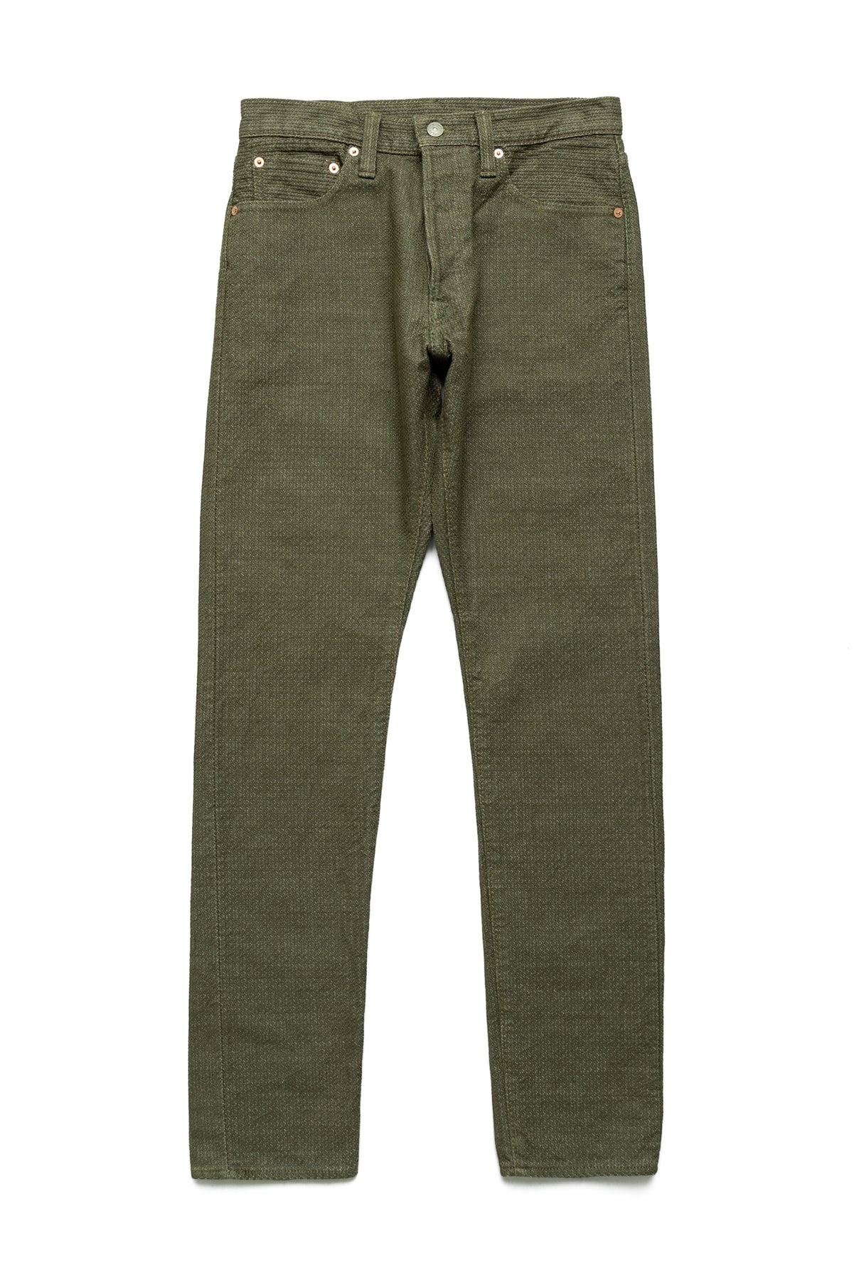 1170-2-OLV Sashiko 5P Pants Relax Tapered - Olive x Olive - 3