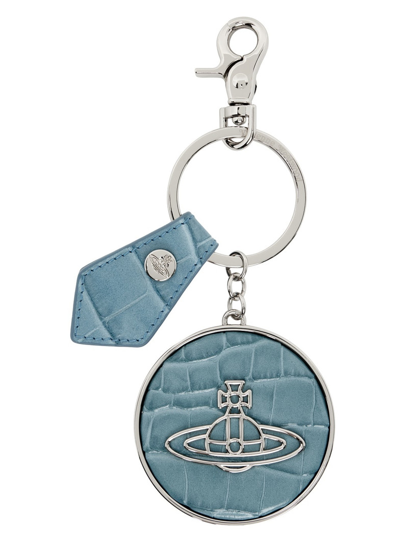 Silver & Blue Embossed Orb Keychain 1