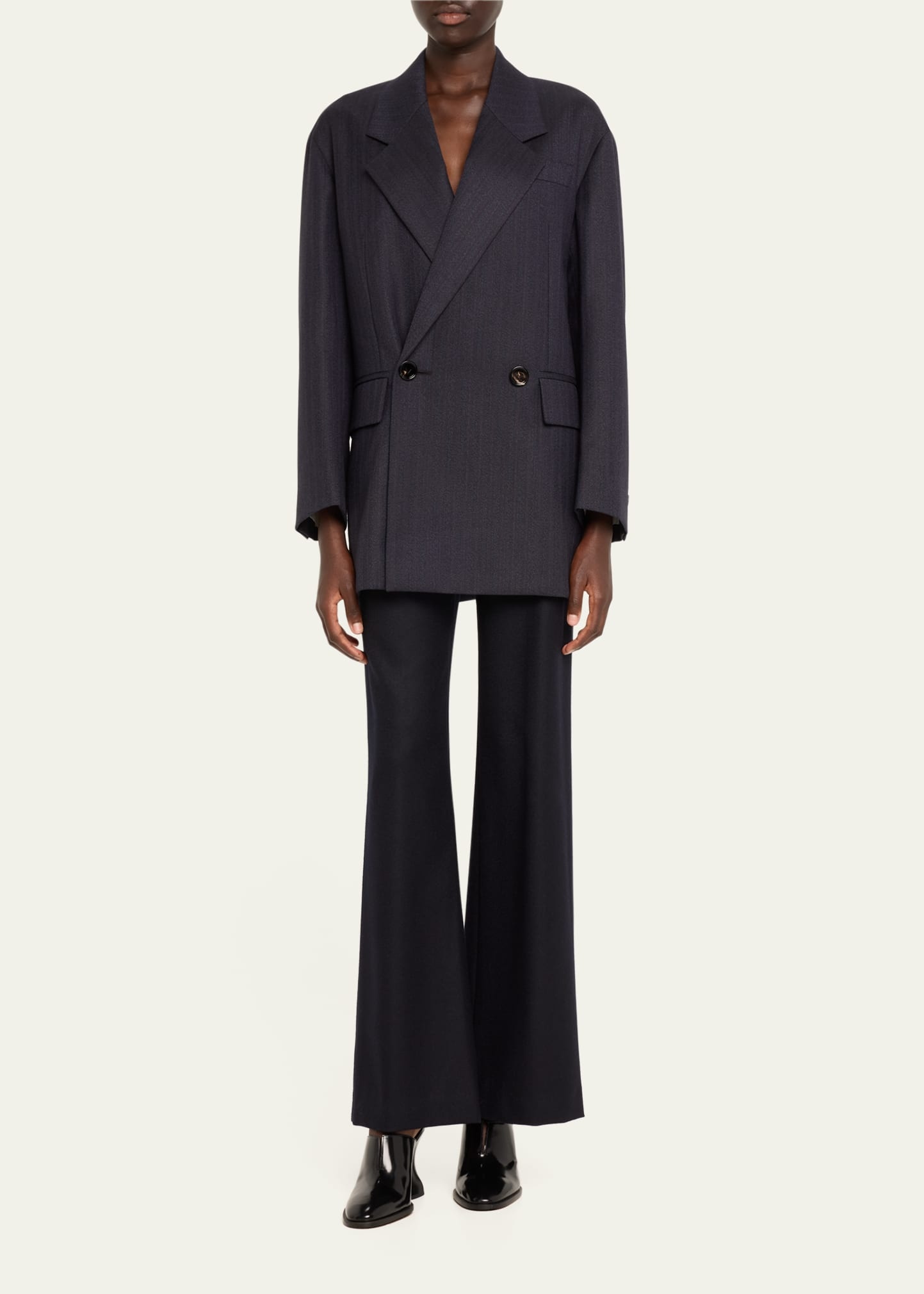 Subtle Stripe Double-Breasted Wool Jacket - 2