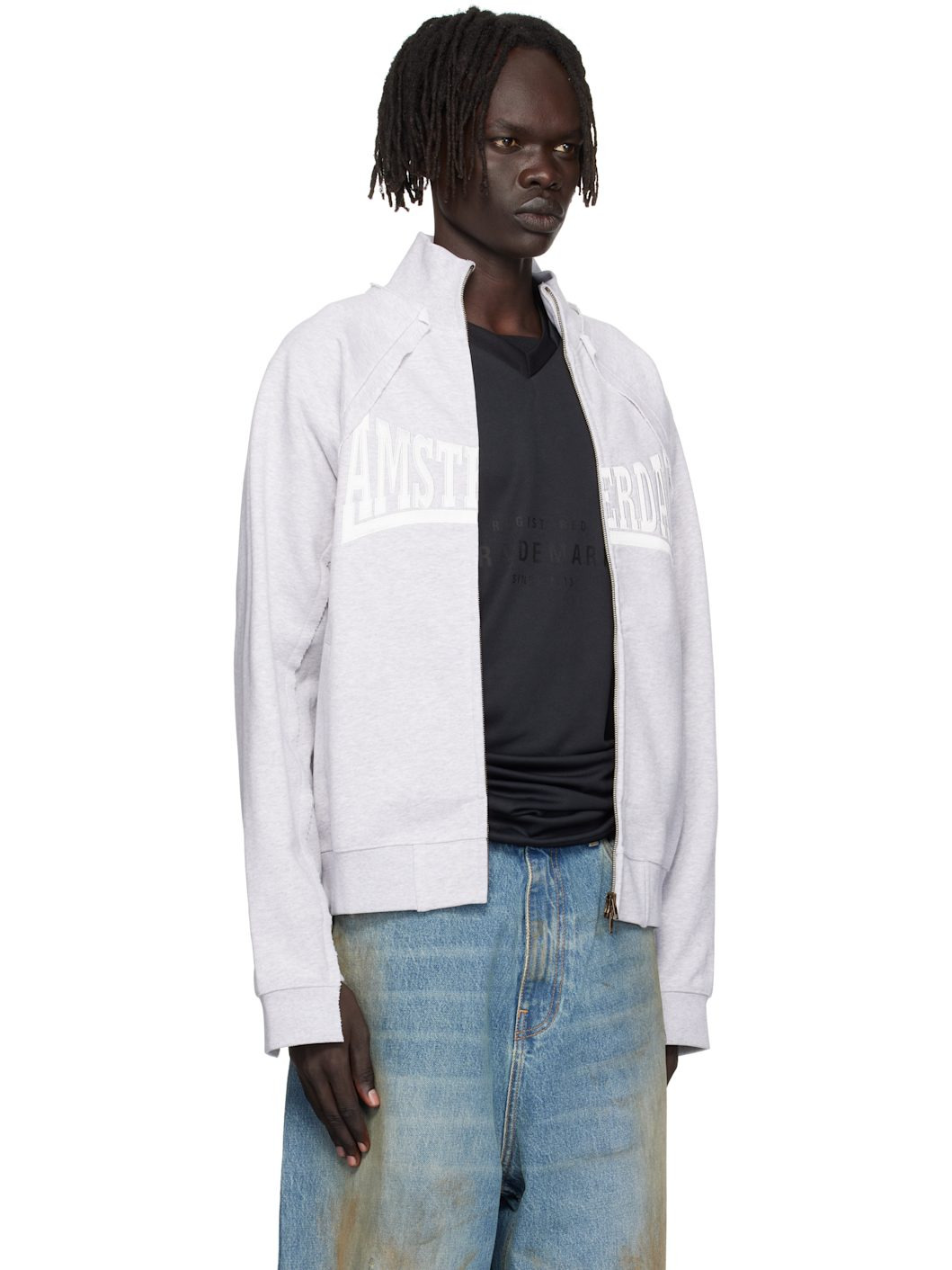 Gray 'Amsterdam' Patched Zip Sweatshirt - 2