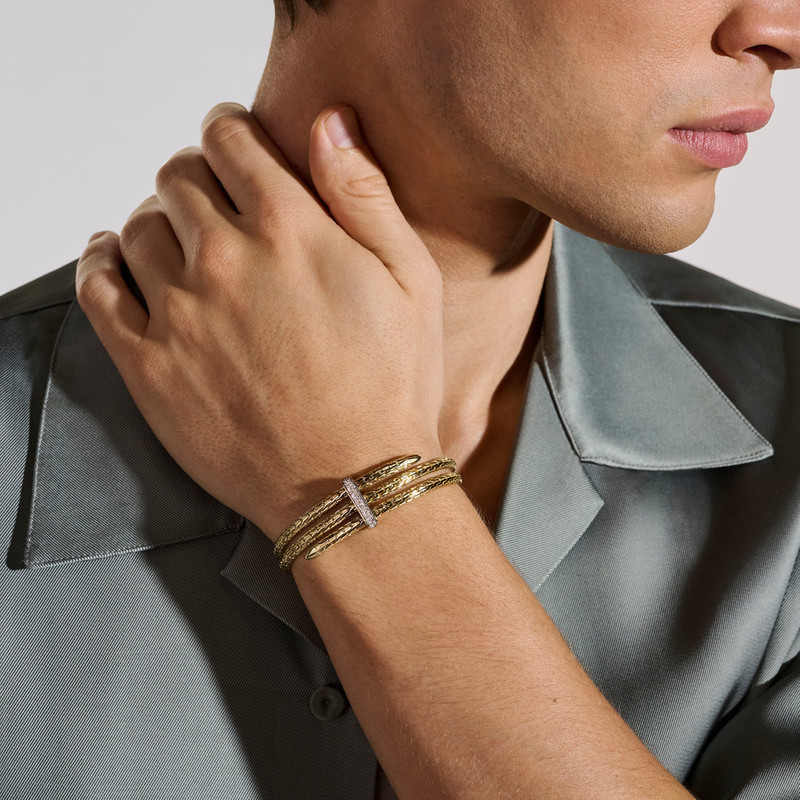 Spear Triple Flex Cuff, Gold, Diamonds, 4MM 6