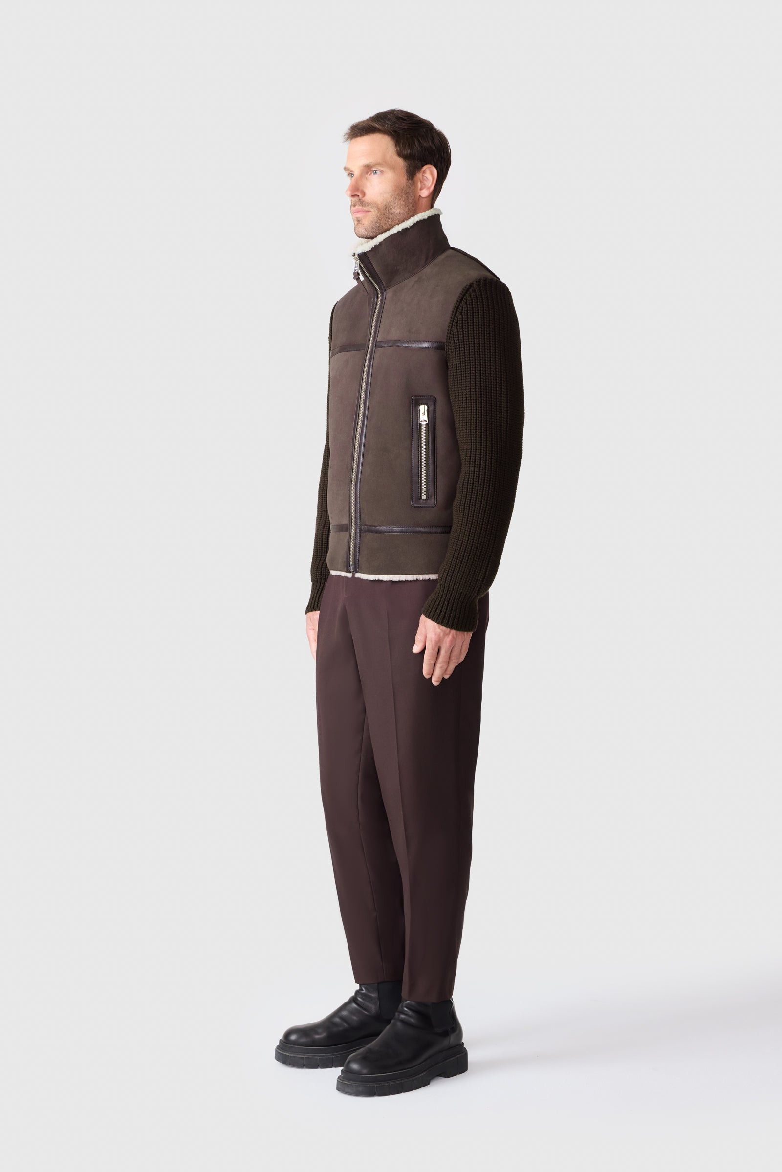 JONATHAN Mixed-media shearling jacket - 3