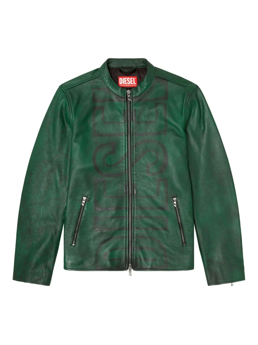 zip-up leather jacket - 1