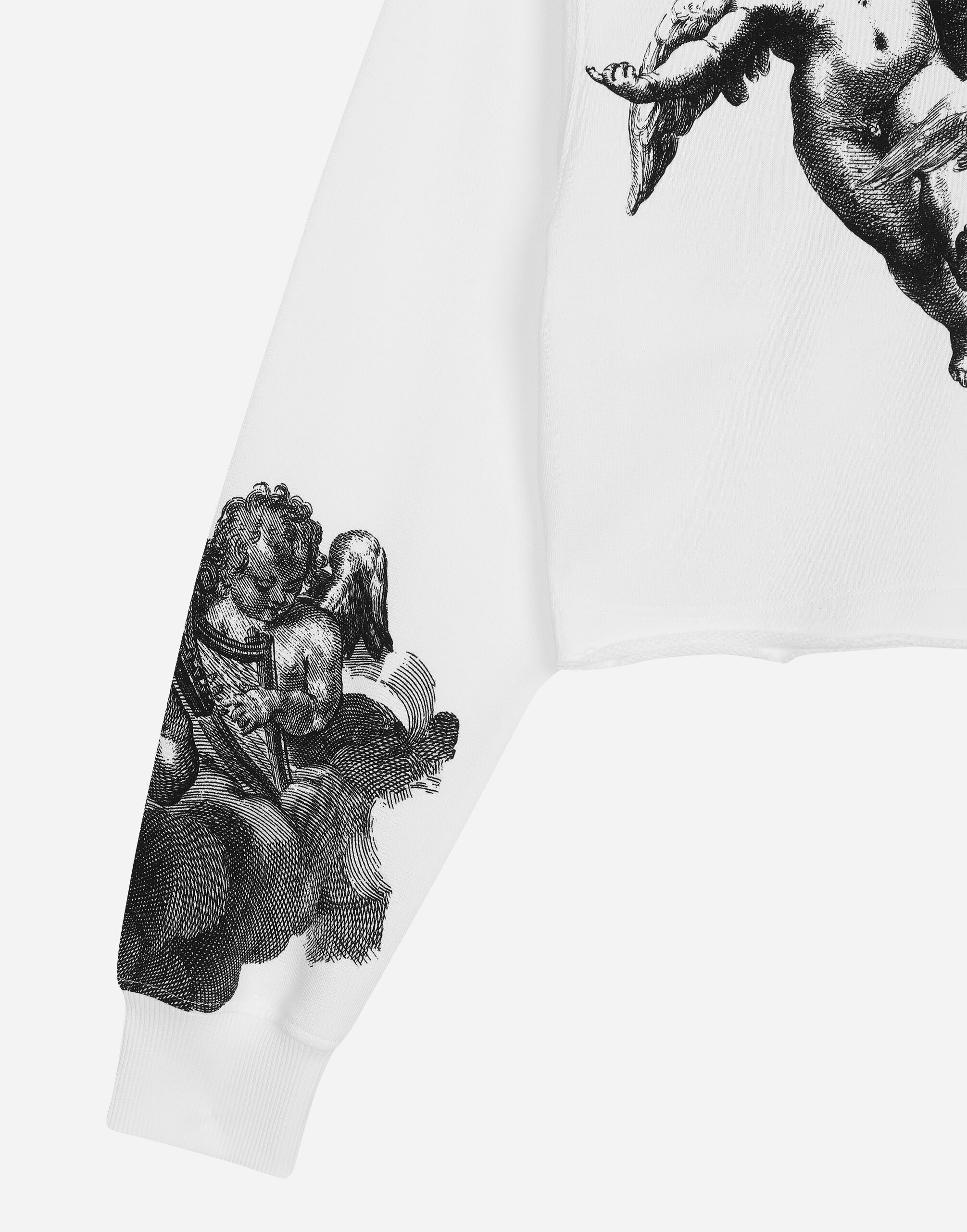 Cropped jersey hoodie with Angel print and embroidery BLANCO DOLCE&GABBANA - 4