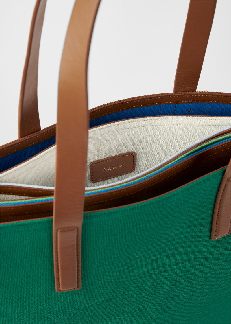 Green Cotton Concertina Tote Bag 5