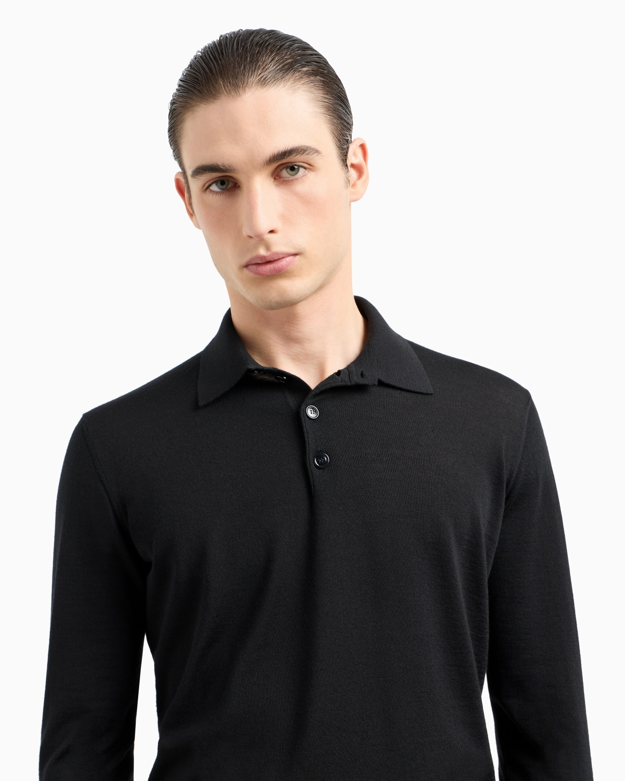 Long-sleeved polo shirt in virgin wool - 5
