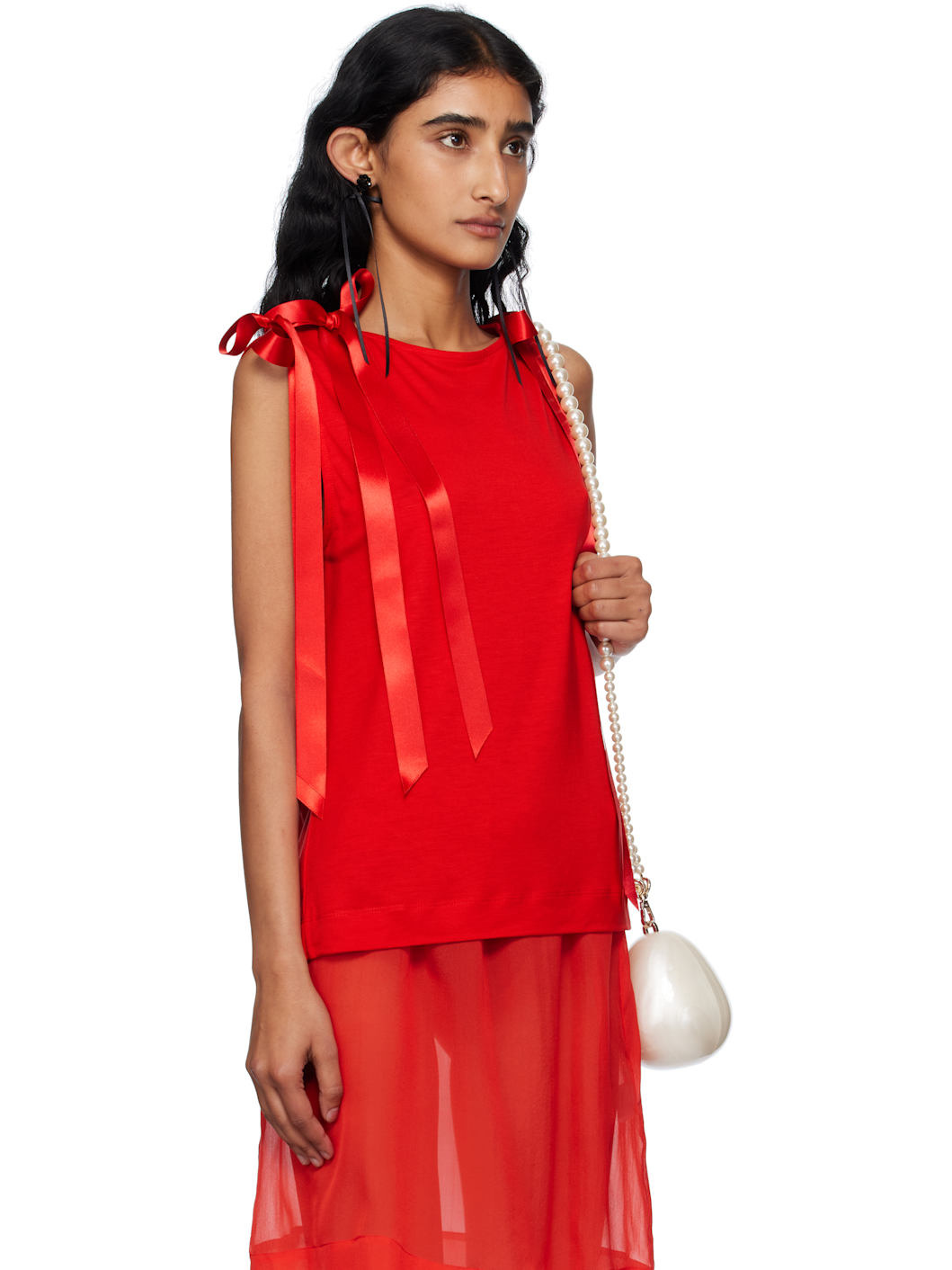 Red Bow Ribbon Tail Tank Top - 2