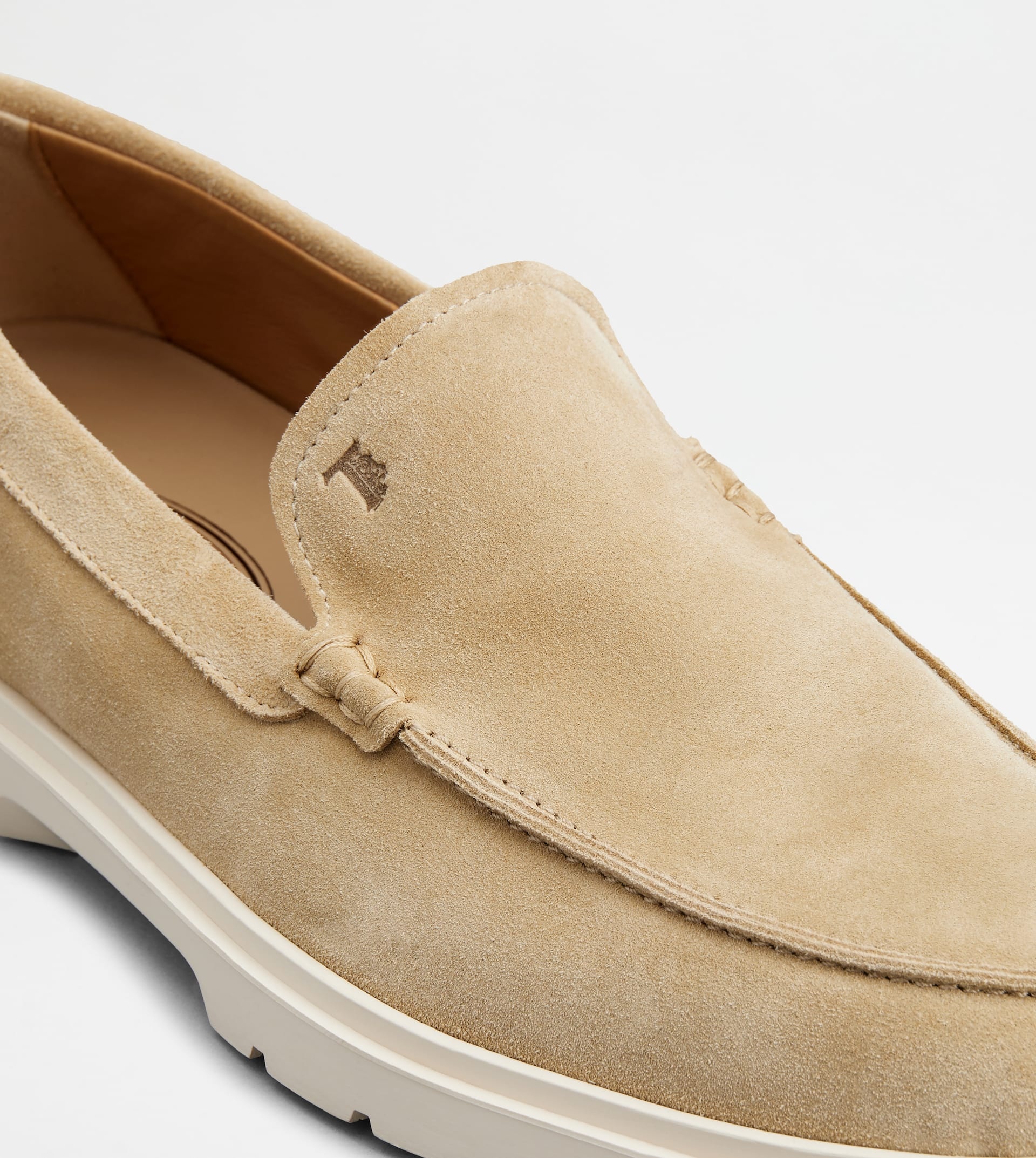 SLIPPER LOAFERS IN SUEDE - OFF WHITE - 6