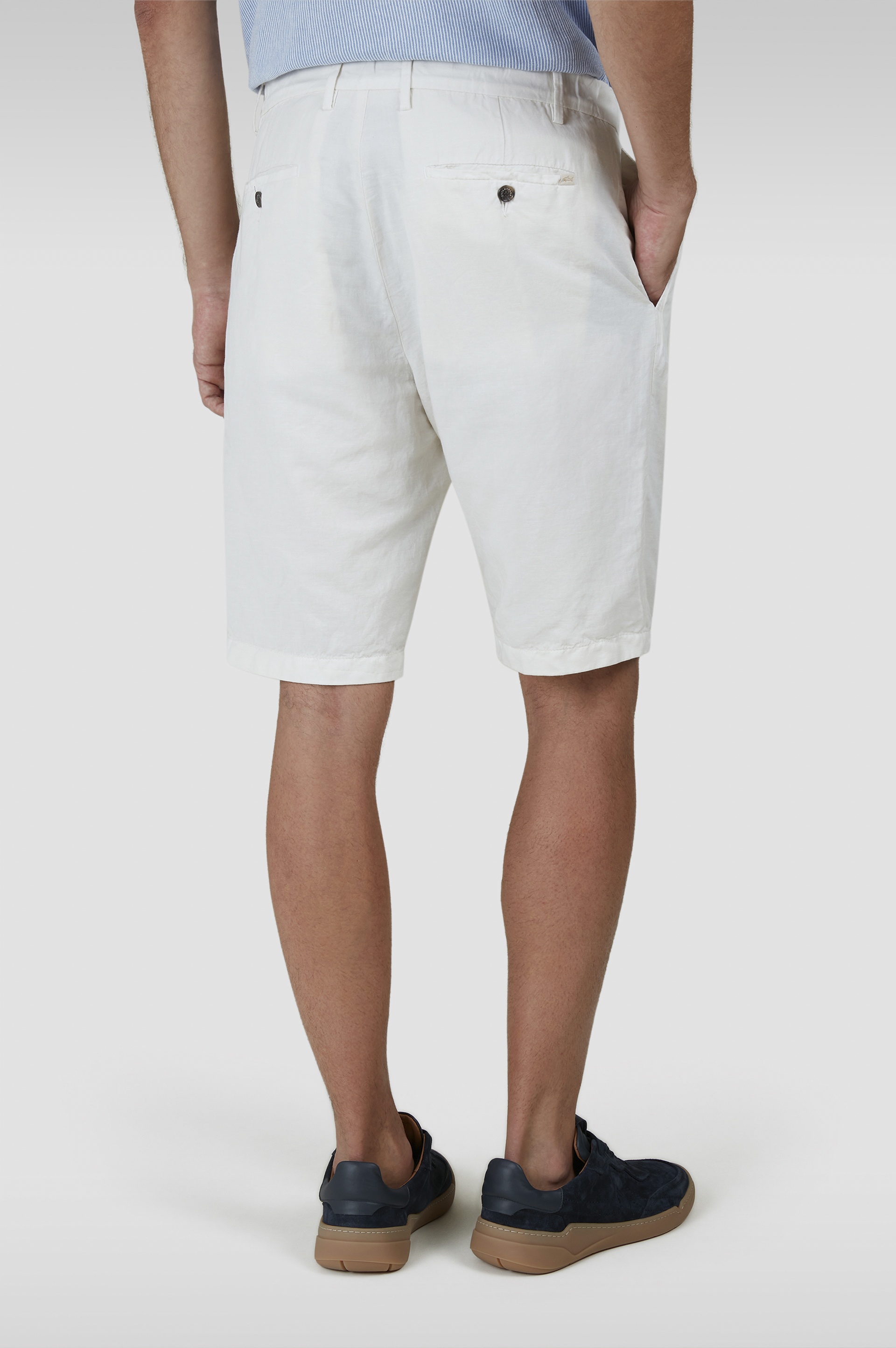 LINEN AND COTTON BERMUDA WITH PLEATS - 3