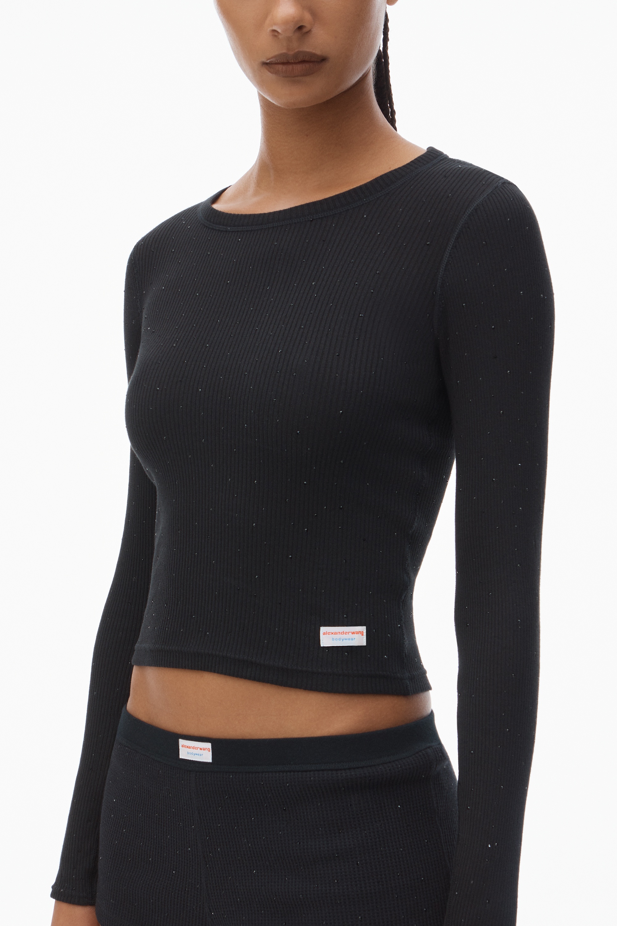 Crystal Hotfix Long Sleeve Crewneck Tee - 3