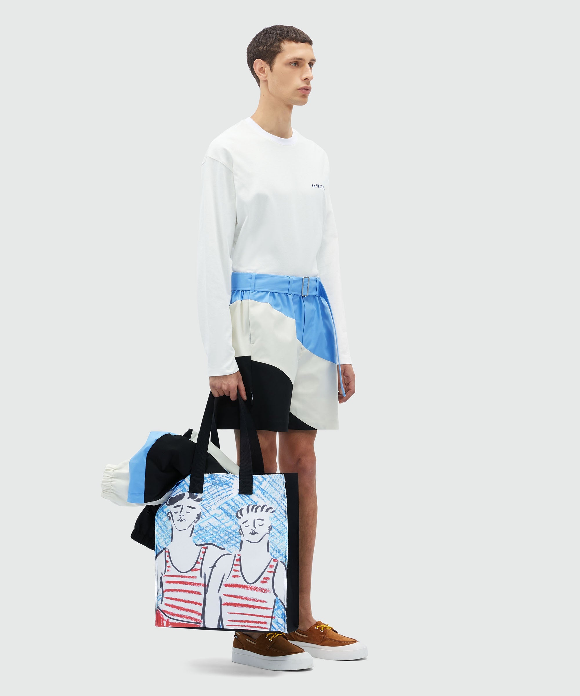 "Tidal wave" patterned gabardine Bermuda shorts - 4
