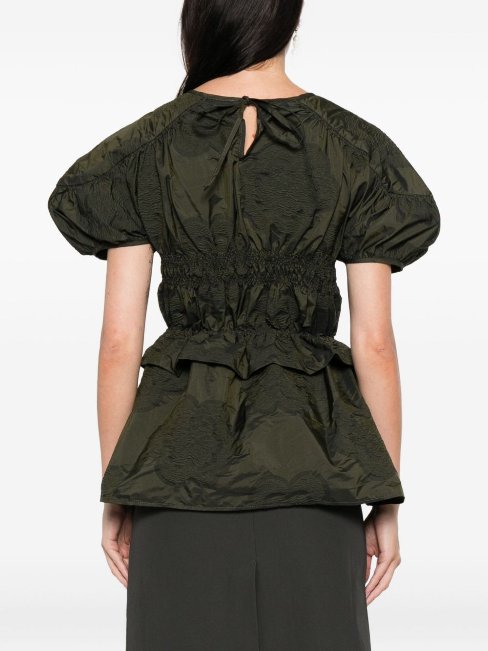 puff-sleeve textured top - 4