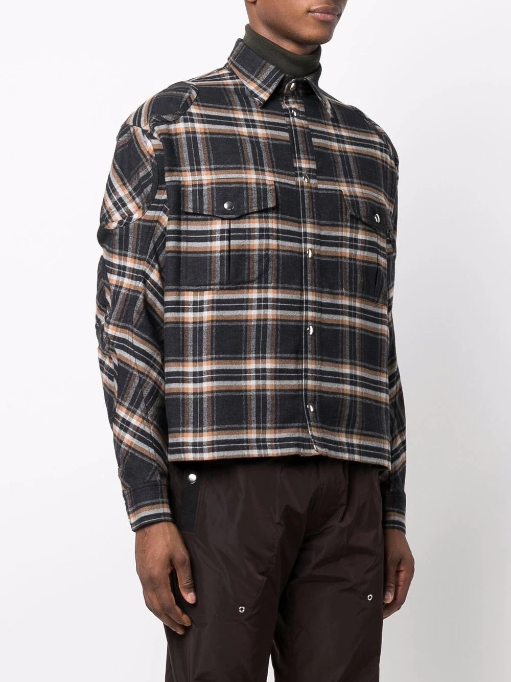 check-print button-up shirt - 3