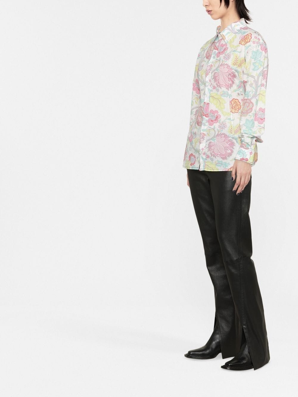 lace-back floral shirt - 3