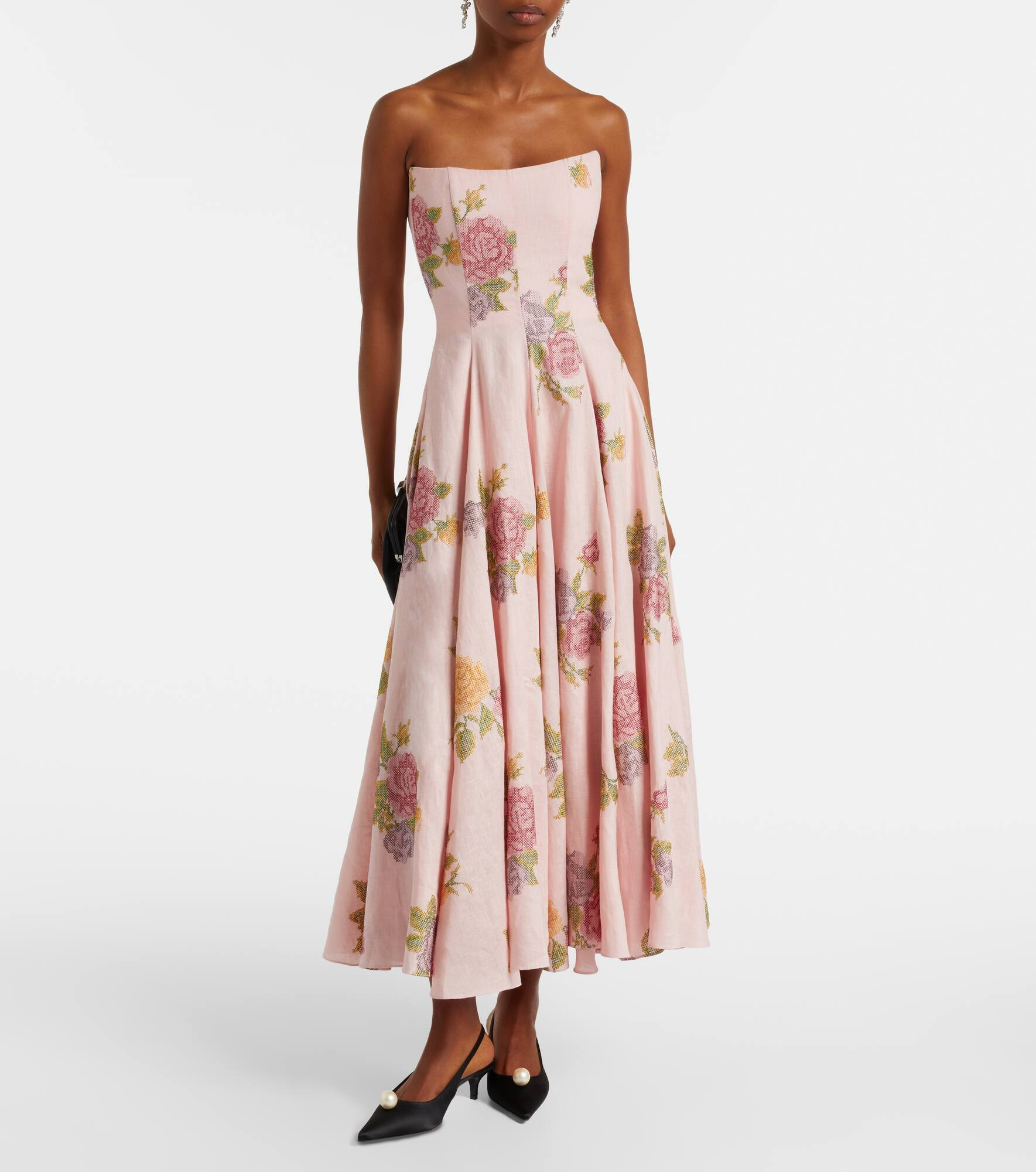 Floral linen corset dress - 2