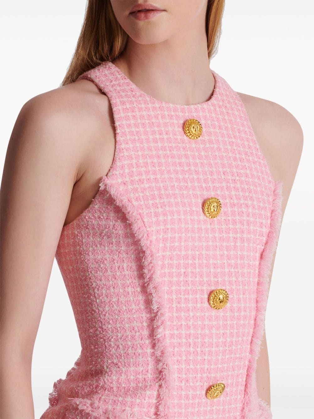 button-embossed tweed minidress - 5