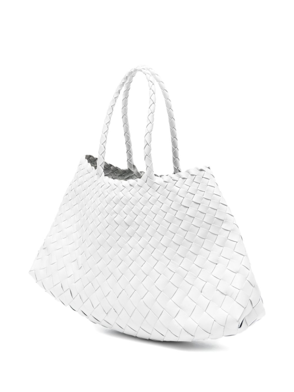 woven leather tote bag - 3