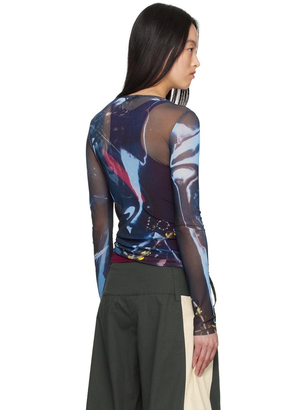 Black Shining Gem Tight Mesh T-Shirt - 3
