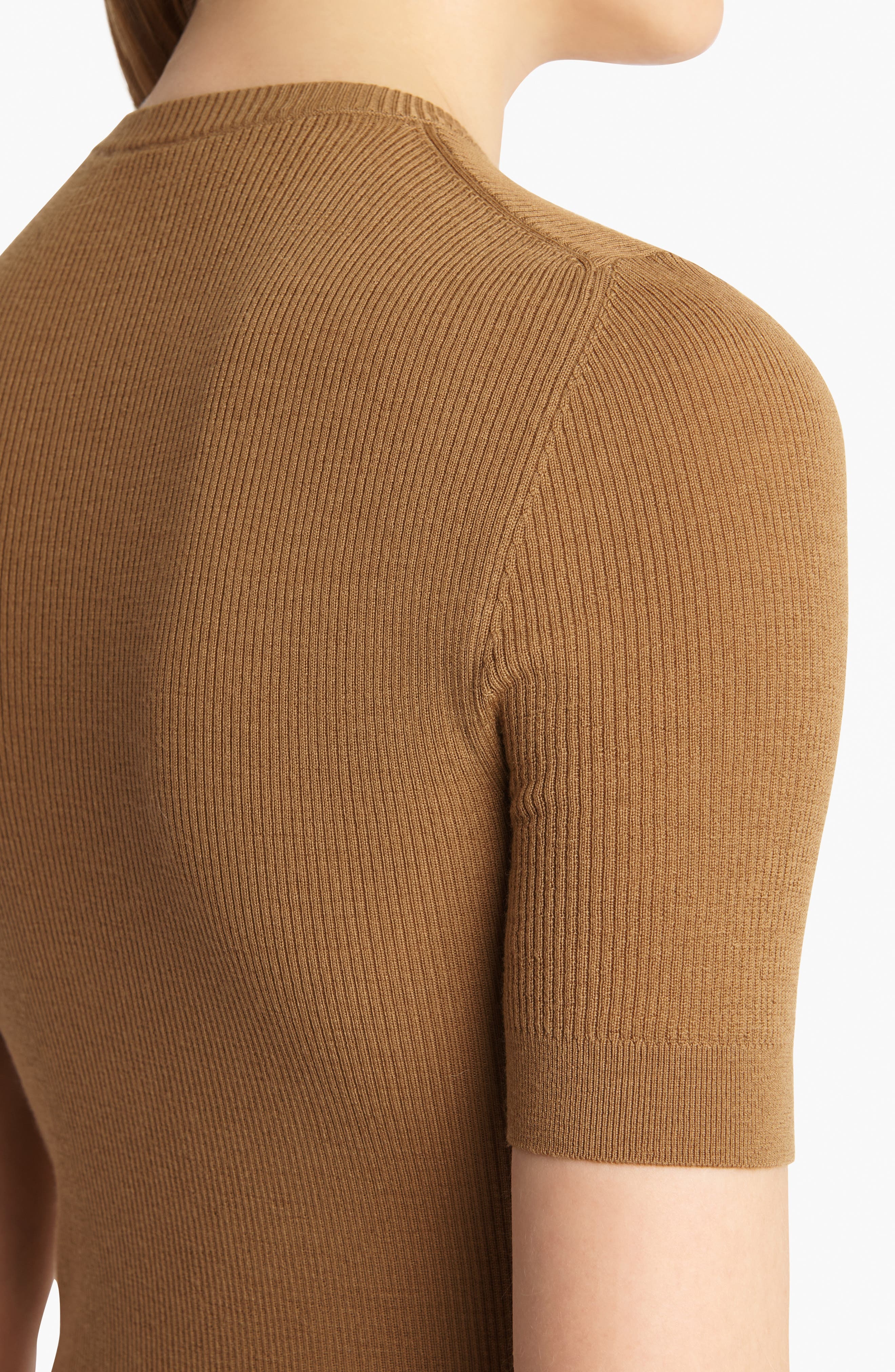 Khaite Celina Merino Wool Blend Rib Sweater in Maple at Nordstrom - 4