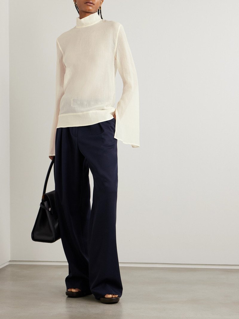 TOTEME Cotton And Silk-blend Crepon Turtleneck Blouse outlook