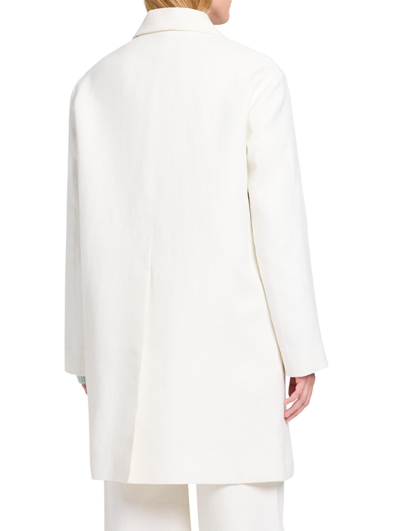 Women's Floral Embroidered Linen A-Line Coat - Ivoire 6