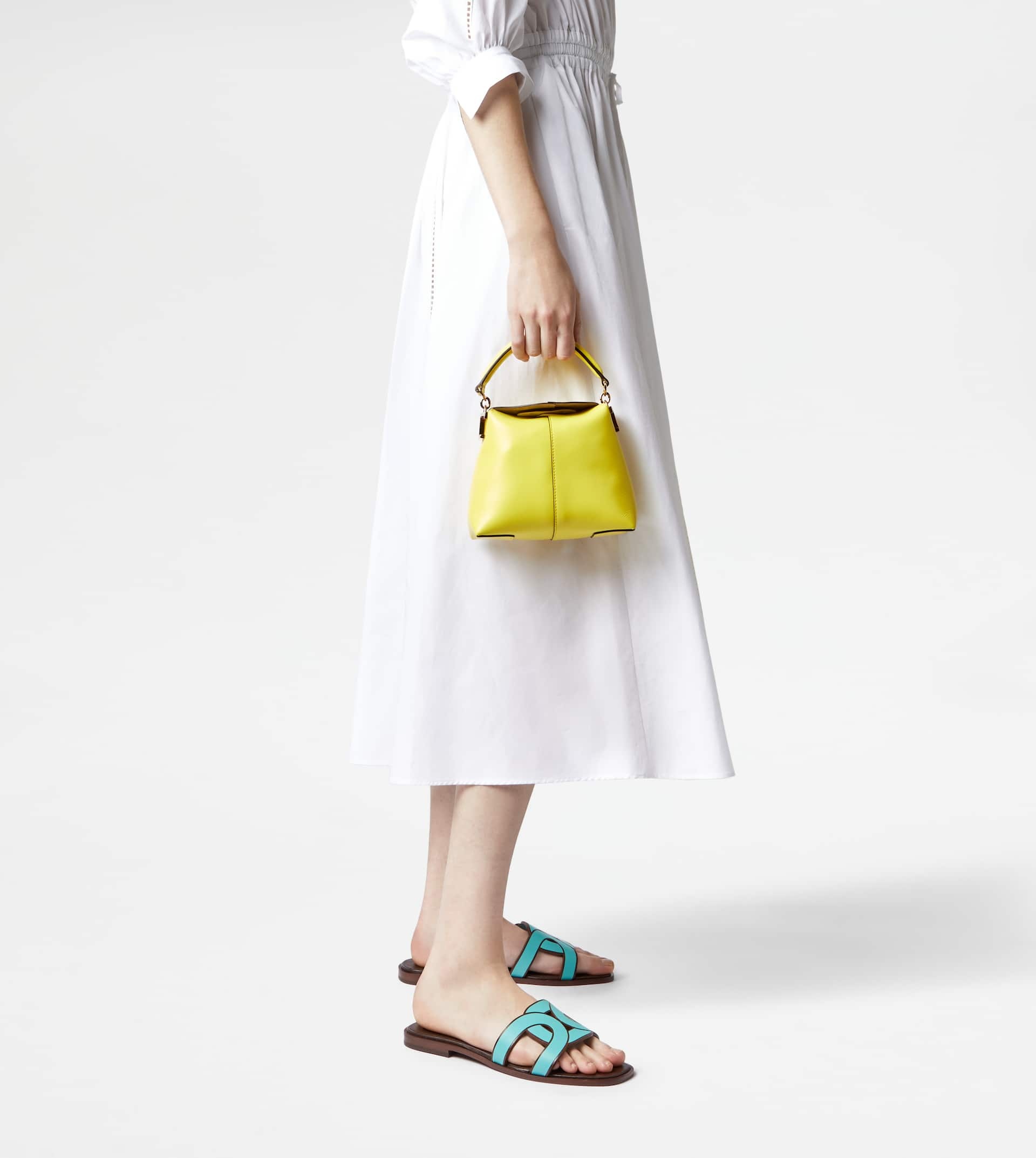 TOD'S T CASE TOTE MESSENGER BAG IN LEATHER MICRO - YELLOW - 3