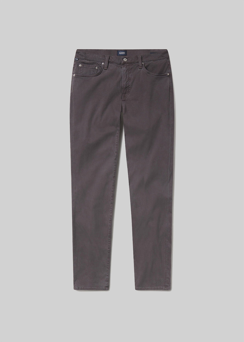London Tapered Slim Brushed Sateen In Gravel 1