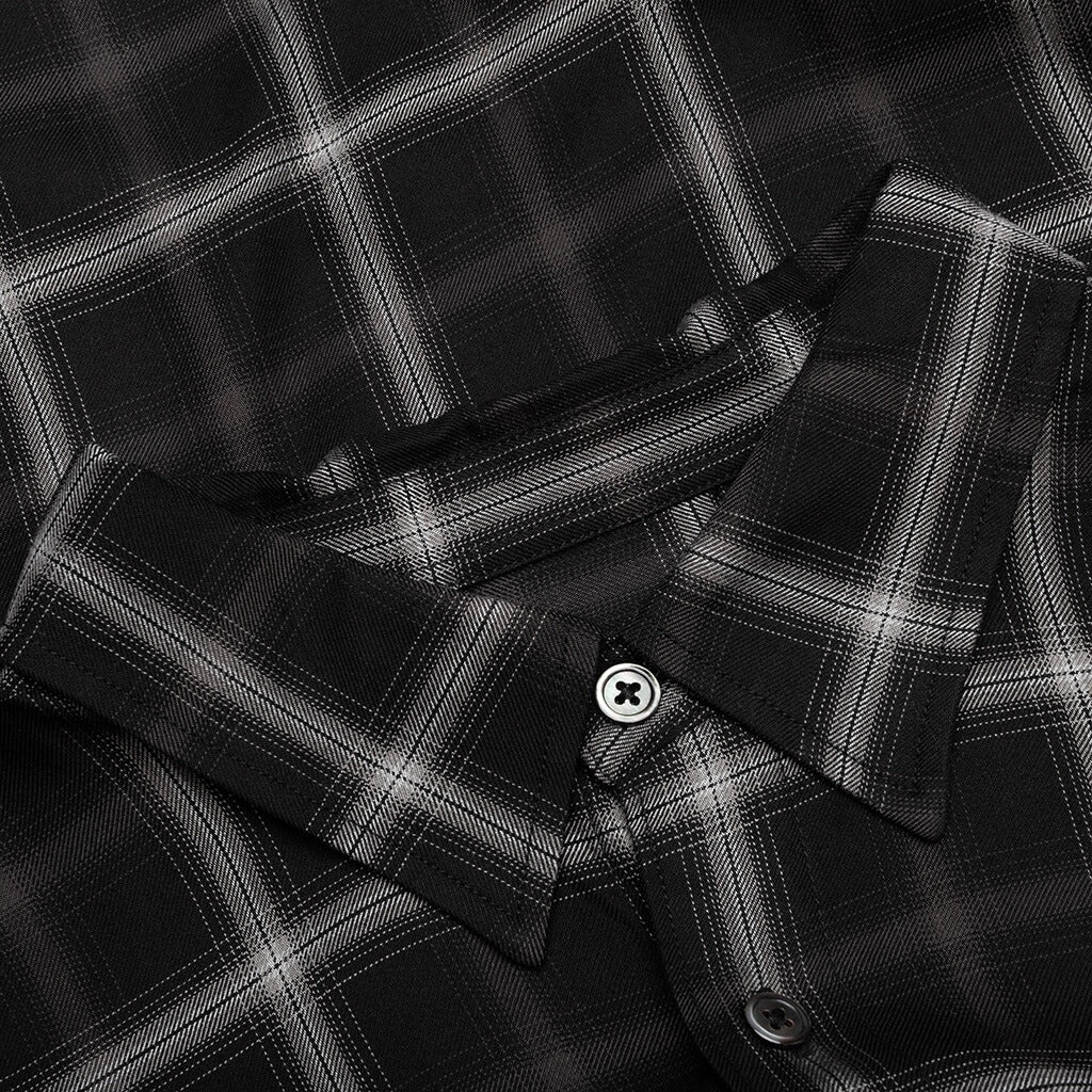 SHADOW PLAID RAYON SHIRT - BLACK - 3