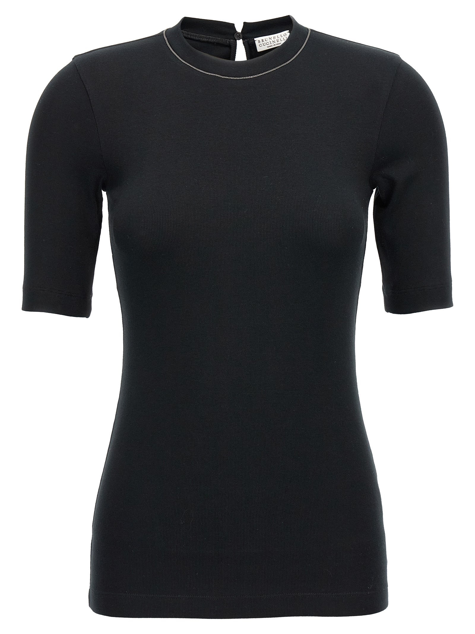 Monile Ribbed T-Shirt Black - 1