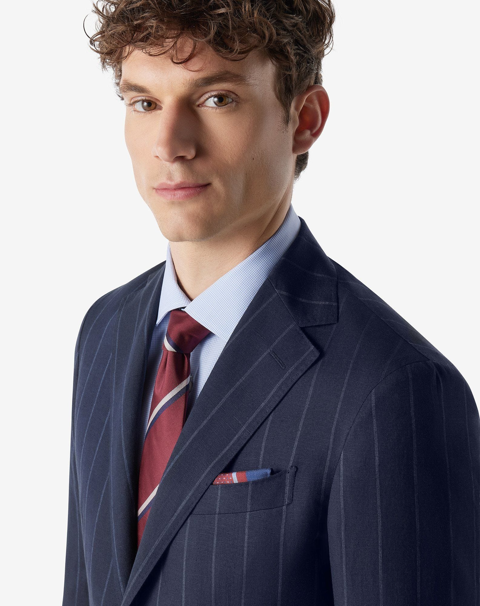 Navy blue wool and linen suit - 5