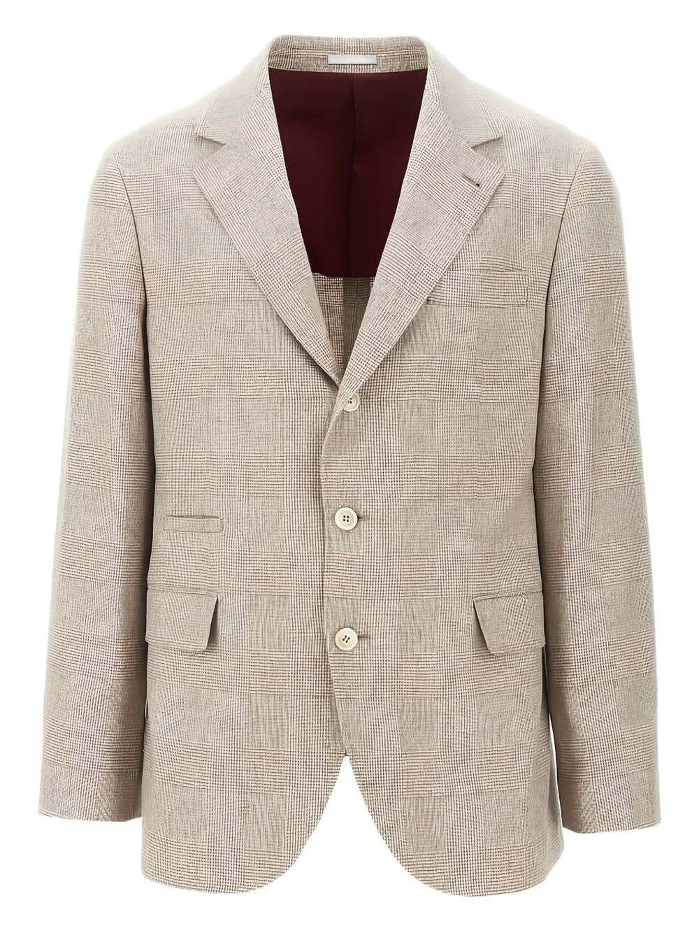 checked single-breasted blazer - 1