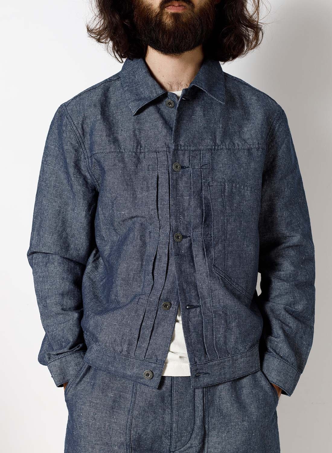 Japanese Type 1 Jacket Cotton Linen in Navy - 4