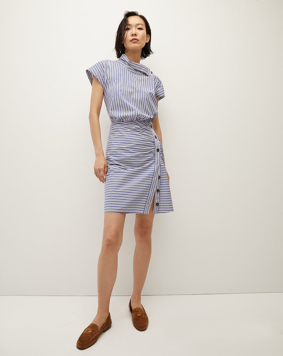 ARABEL STRIPED POPLIN ASYMMETRICAL DRESS - 5