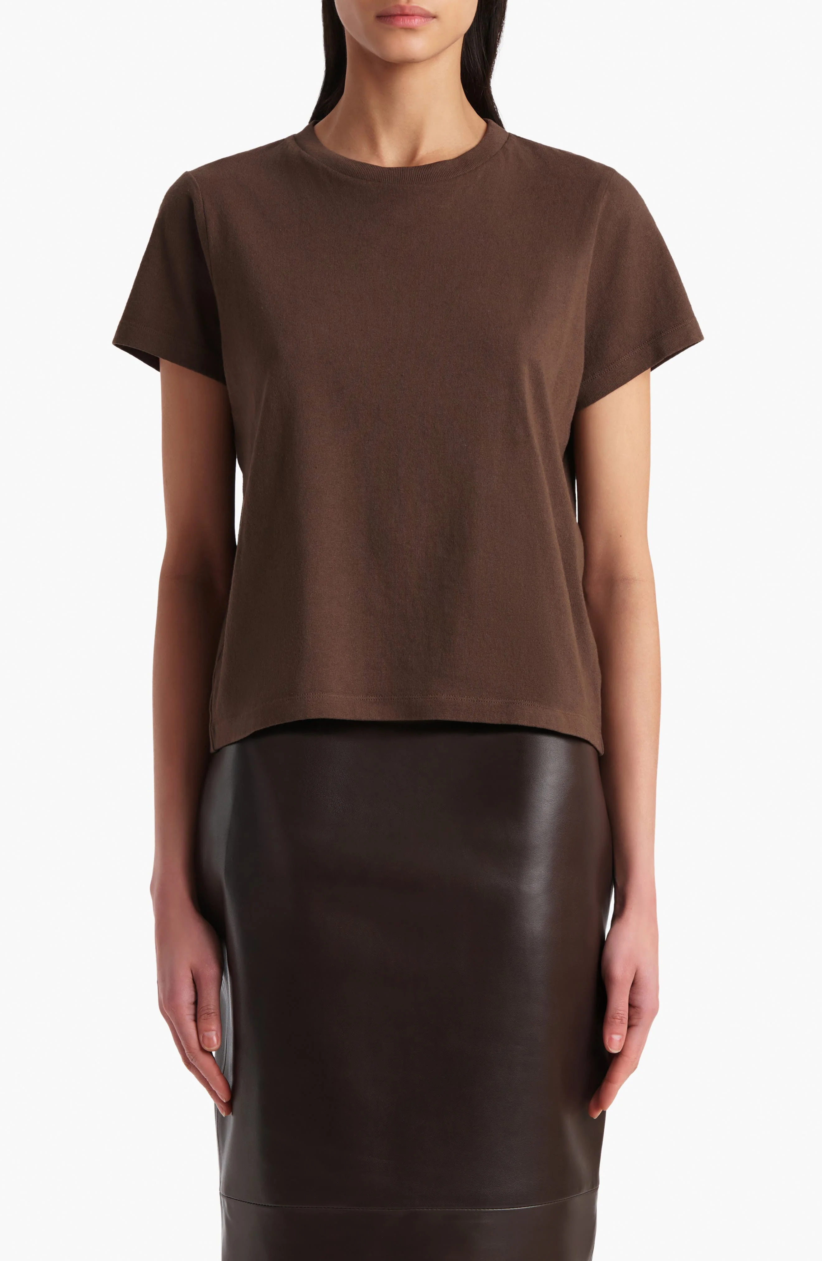 Khaite Emmylou Cotton T-Shirt in Bark at Nordstrom - 1