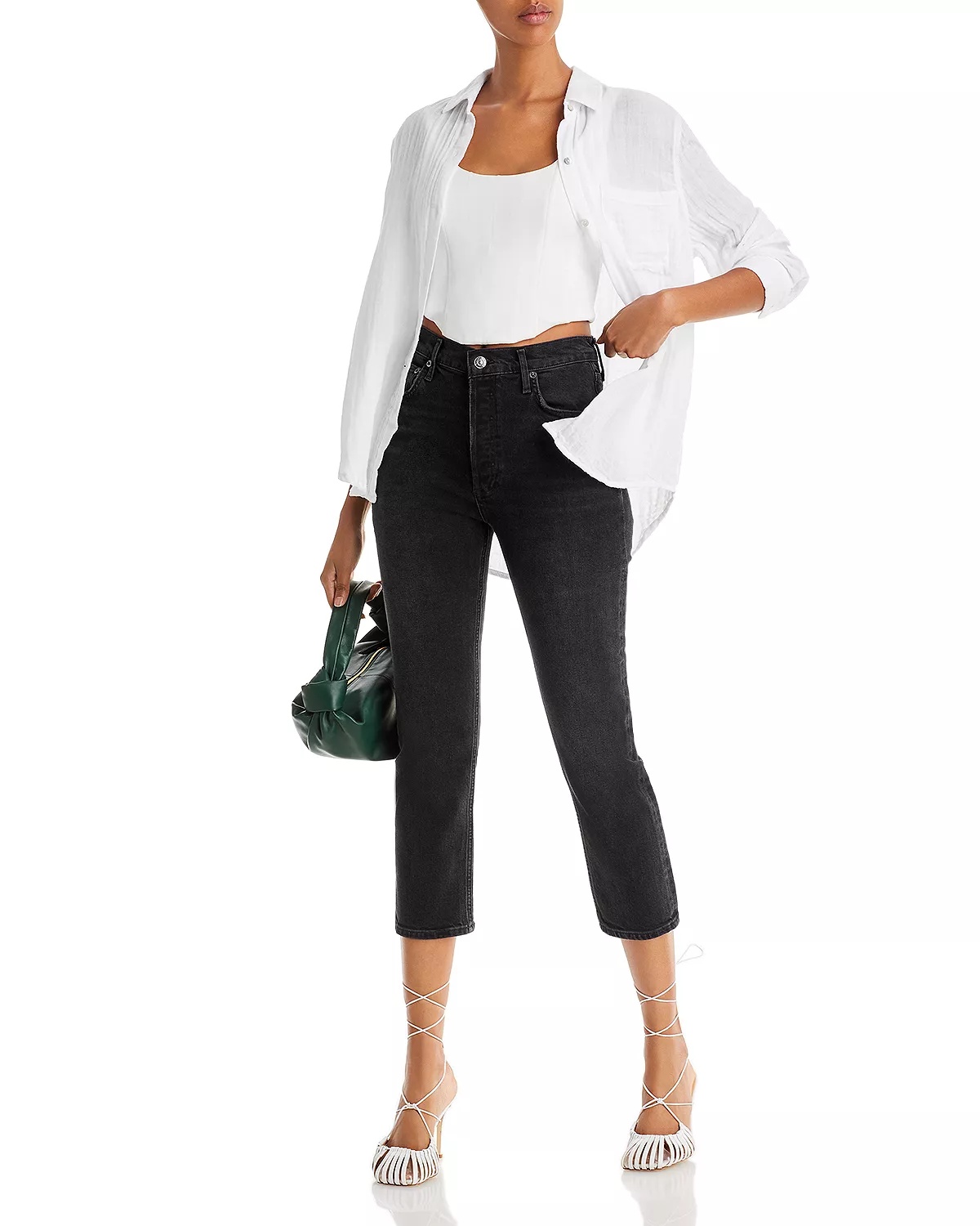 Riley High Rise Cropped Straight Jeans in Panoramic - 2