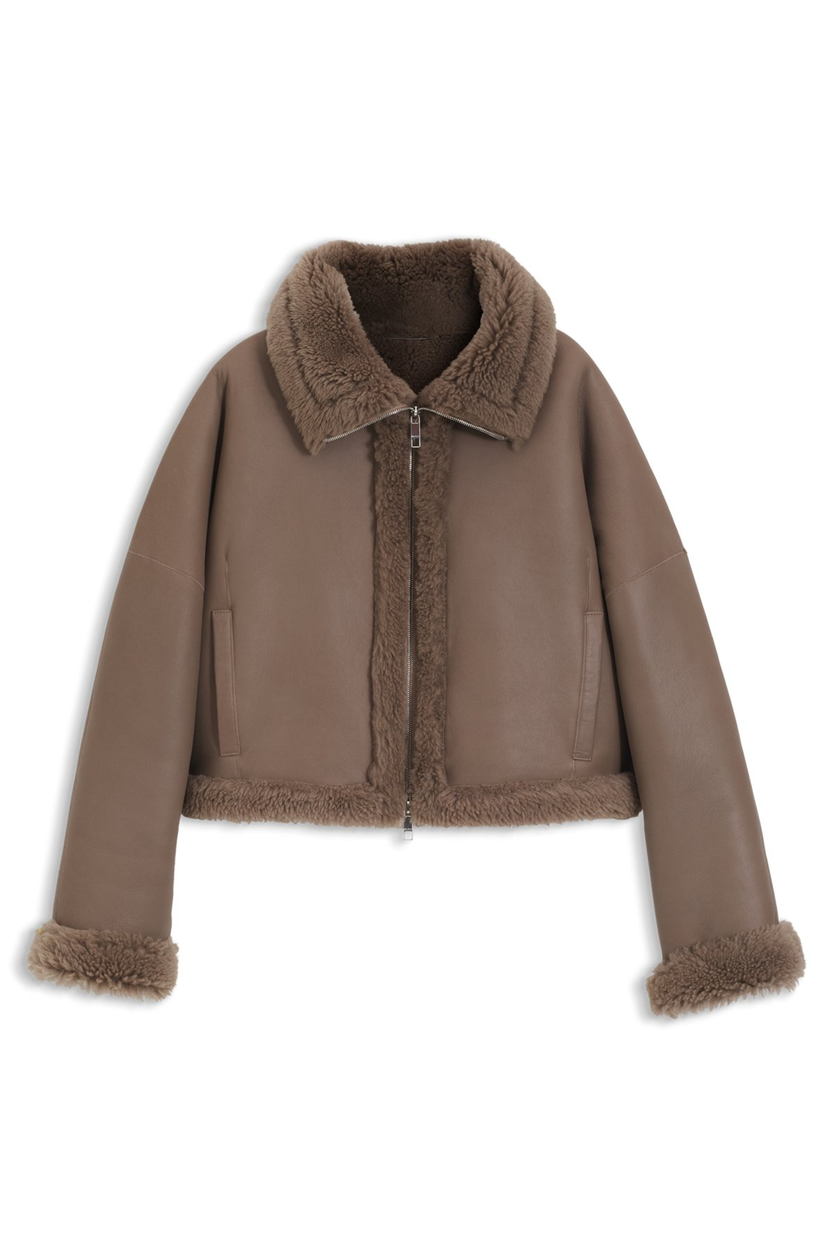 NAPPALAN-LEATHER JACKET WITH SHEARLING TRIM - 1