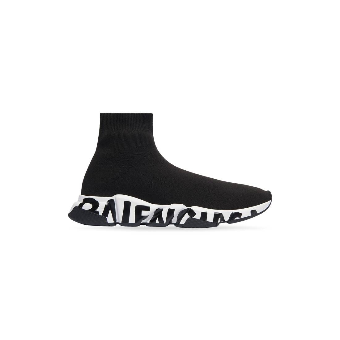 BALENCIAGA Men's Speed Graffiti Sneaker in Black/white | REVERSIBLE