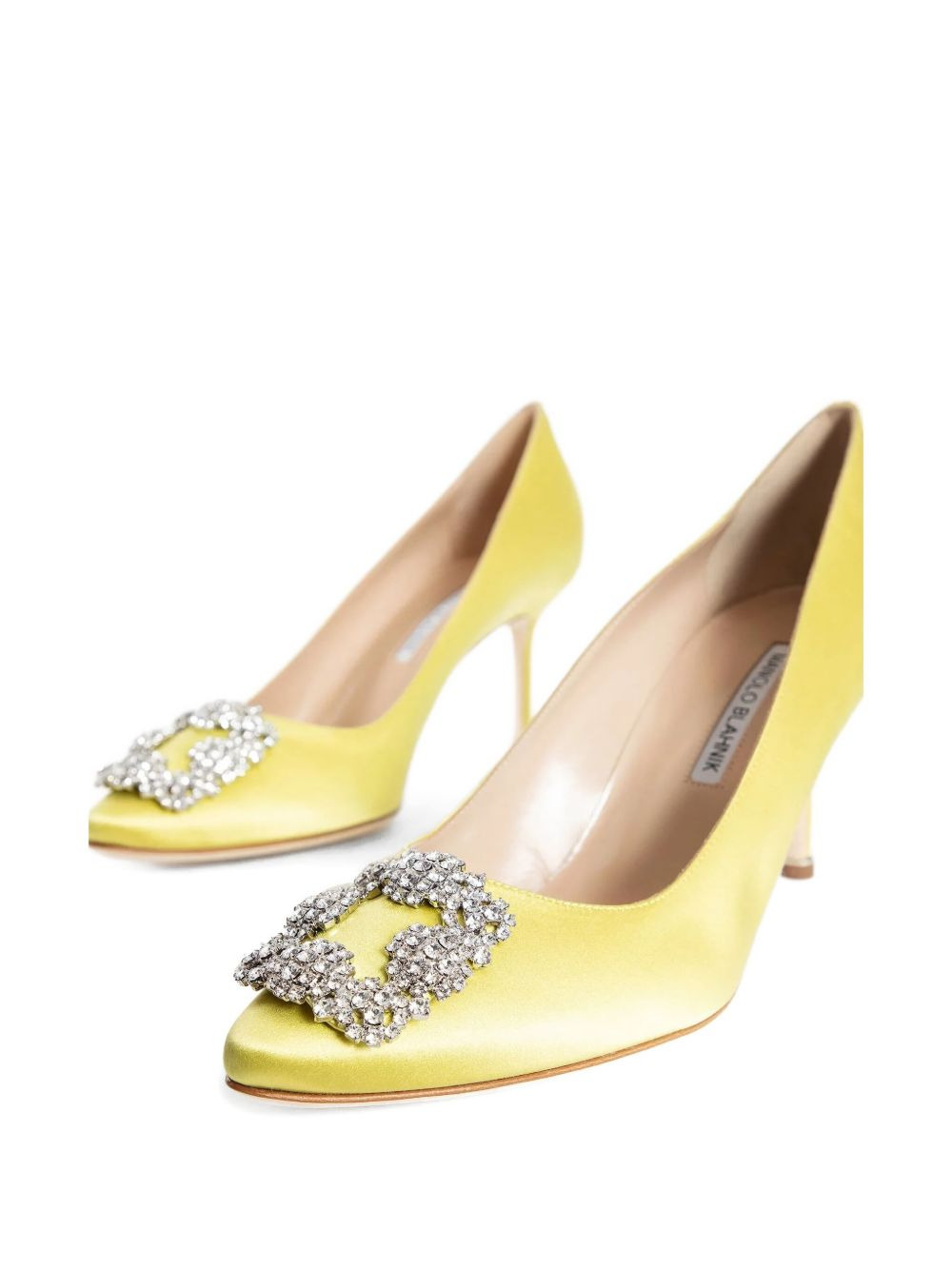 70mm Hangisi crystal-buckle satin pumps - 3