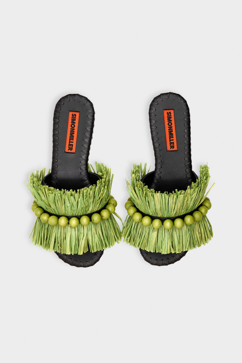 SIMONMILLER Island Fringe Salerno Sandal In Moss Green/Black outlook
