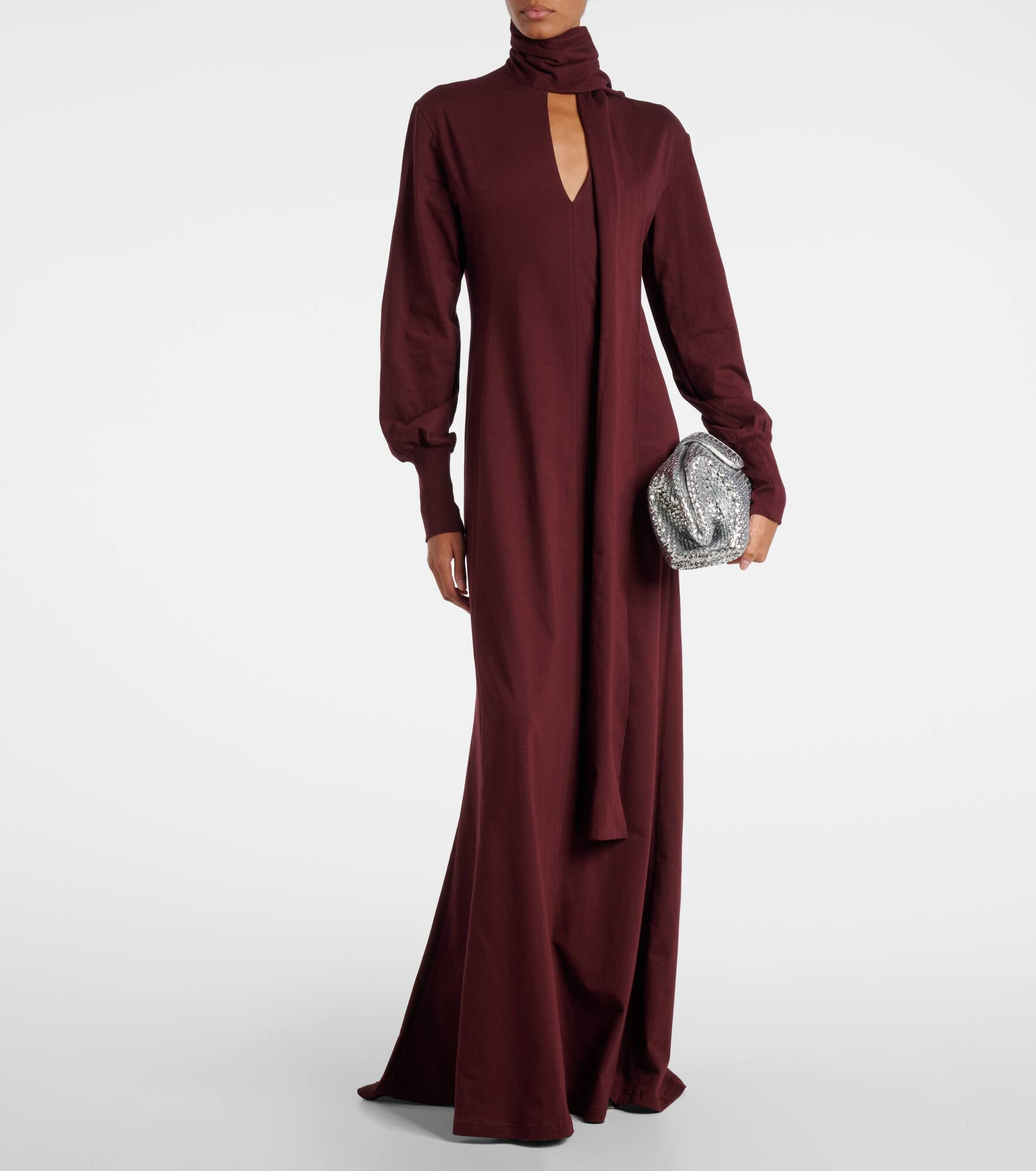 Scarf-detail cotton maxi dress - 2