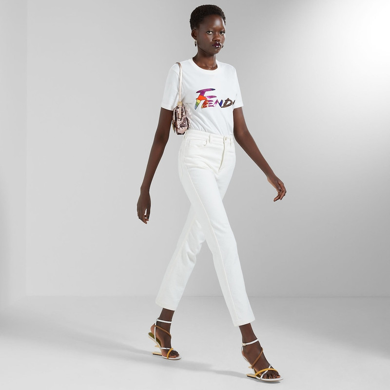 FENDI White denim pants outlook