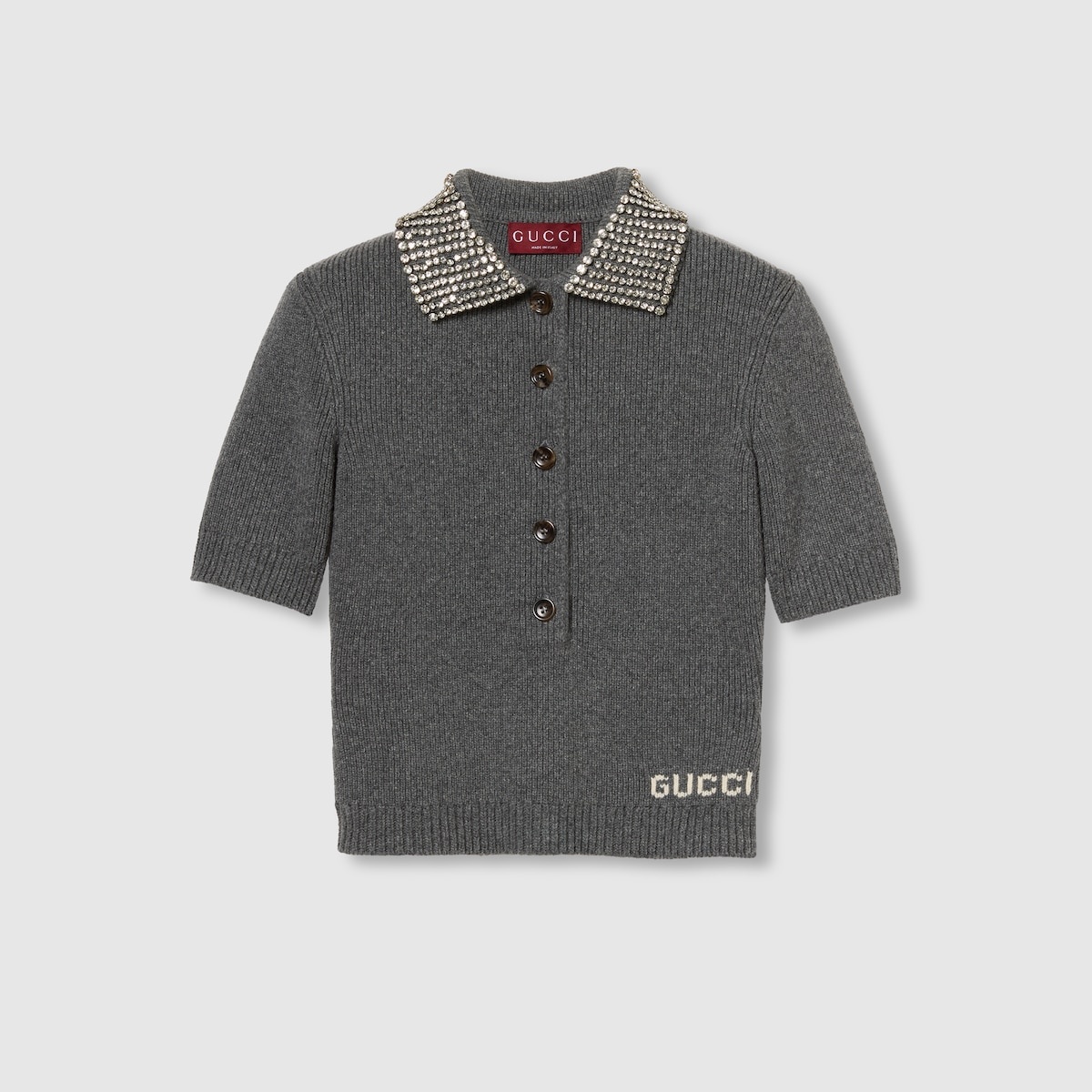 Rib wool polo top - 1