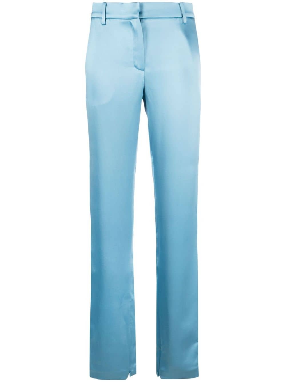 silk satin straight-leg trousers - 1