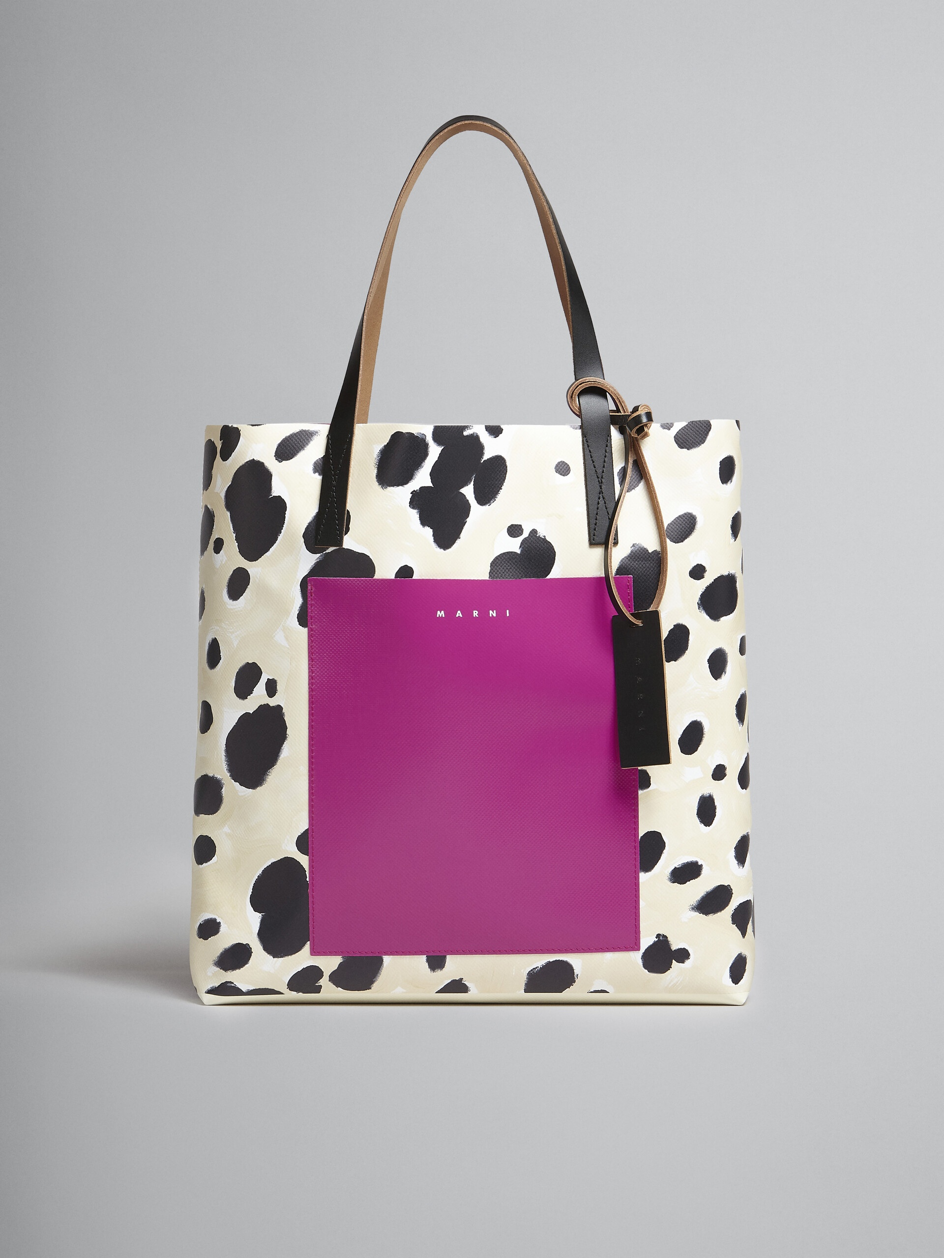 LARGE WHITE POP DOTS PRINT SHOPPING BAG - 1