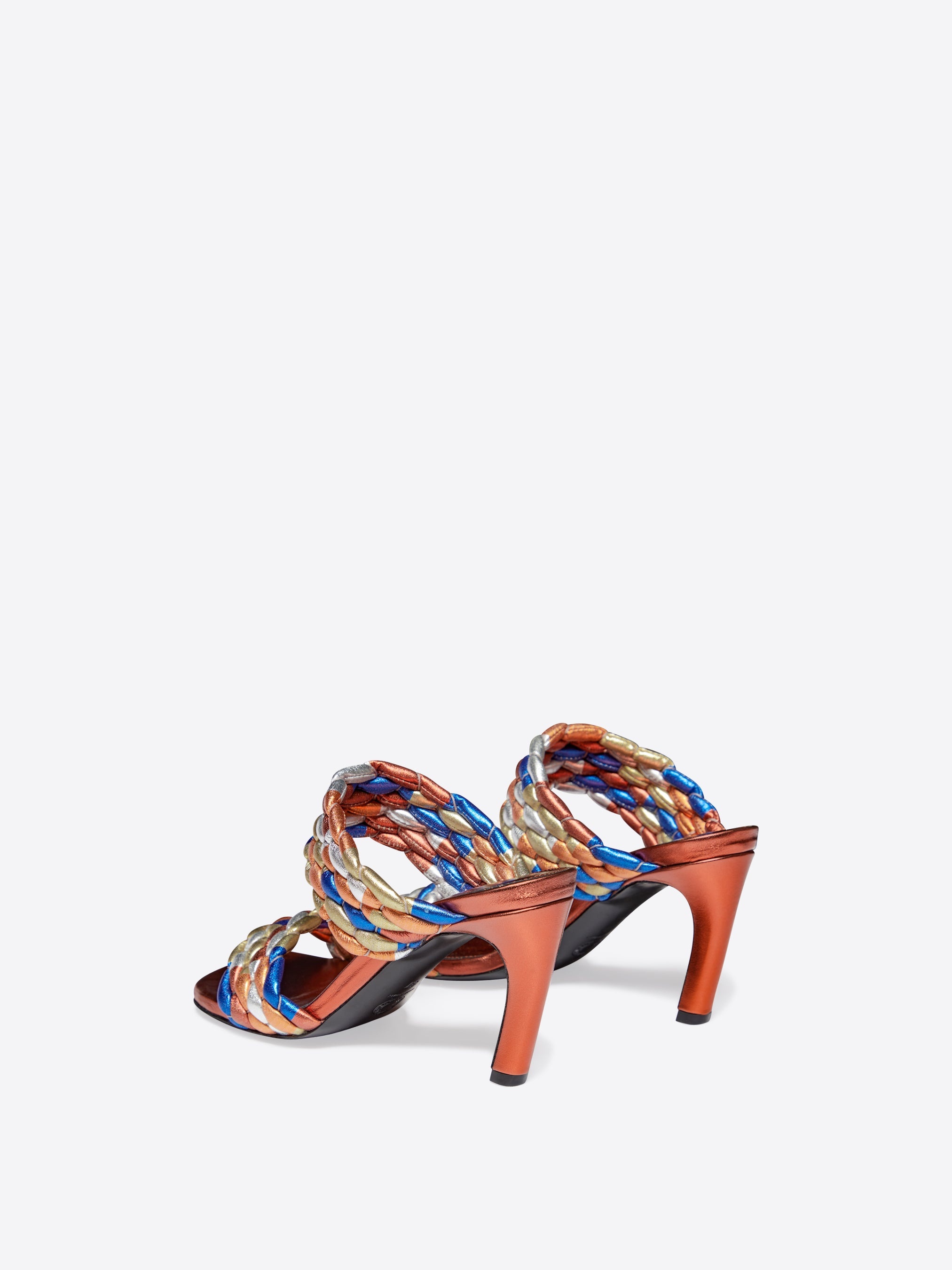 WOVEN METALLIC MULES - 4