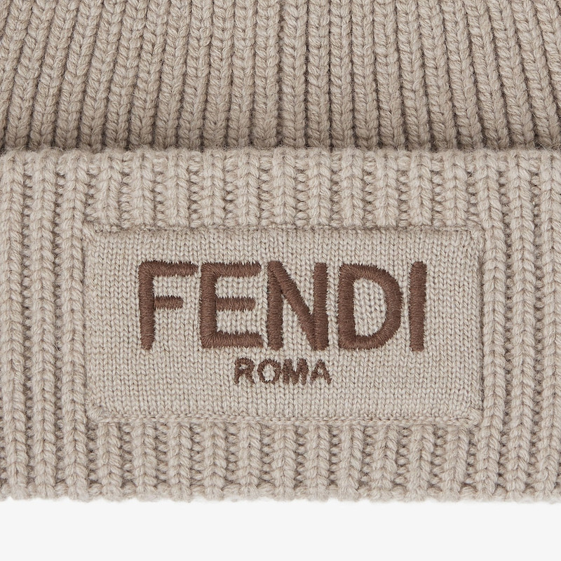 FENDI Hat Dove gray wool beanie outlook