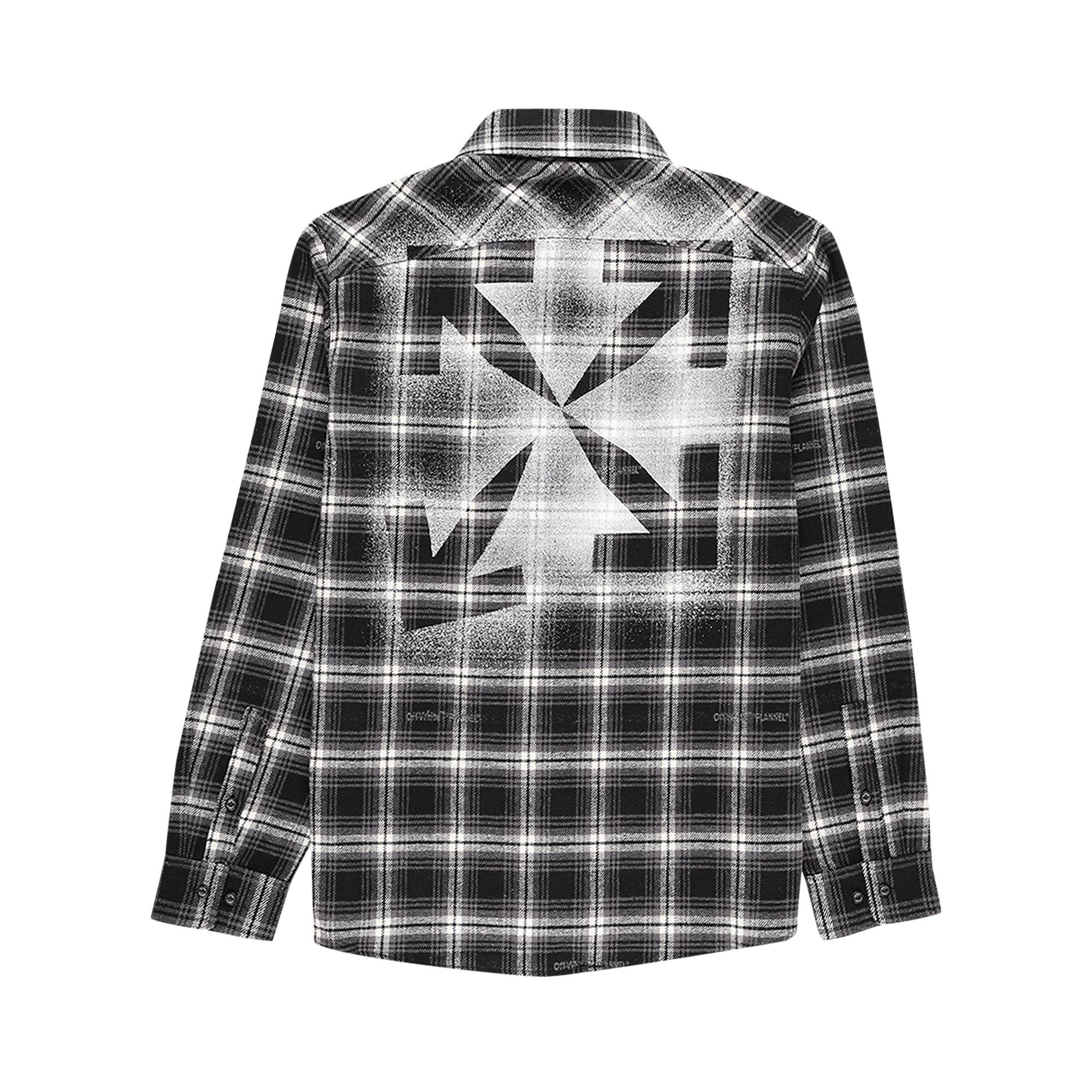 Off-White Stencil Flannel Checked Shirt 'Black' - 2