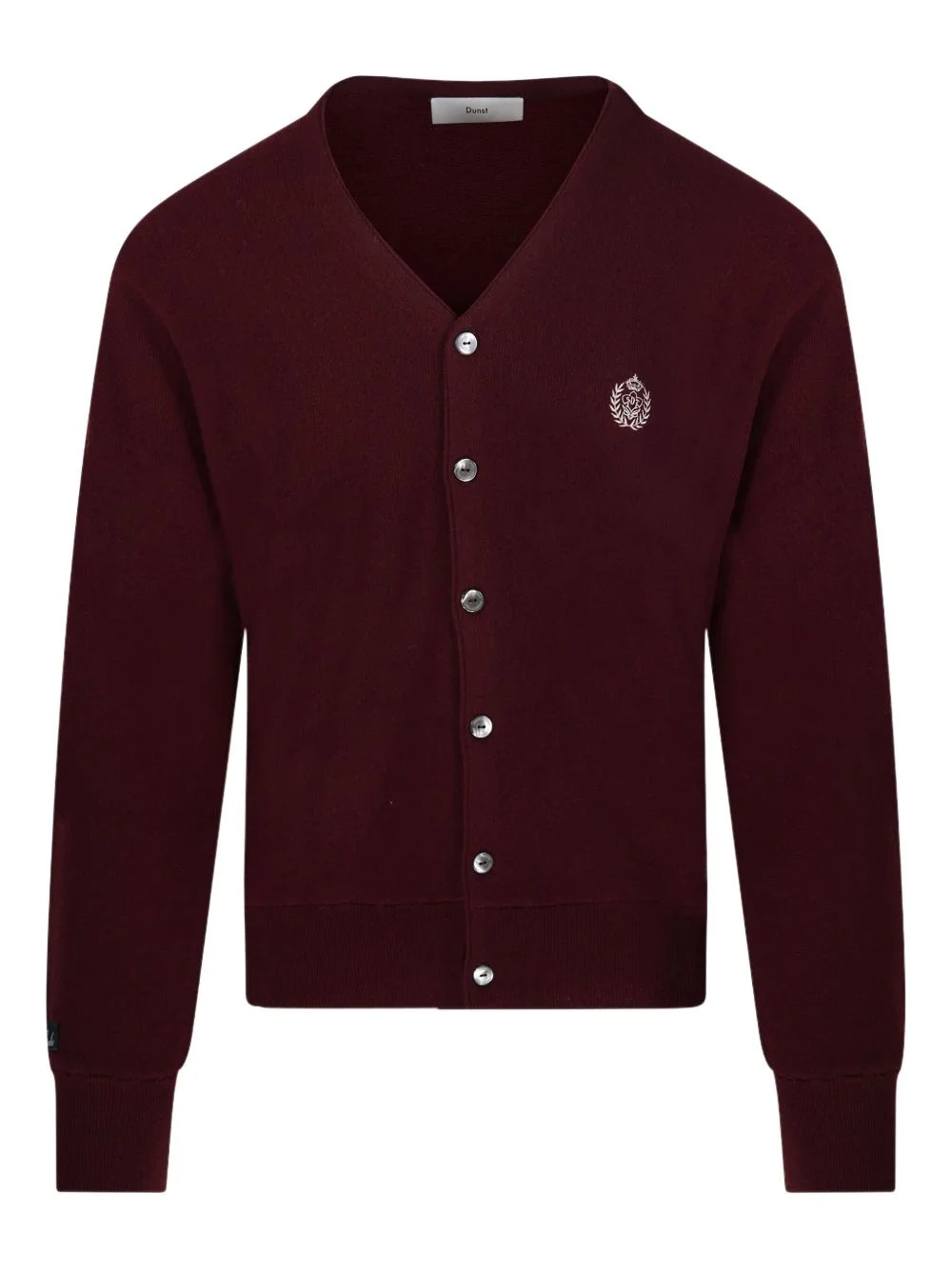 crest-embroidered cardigan - 1