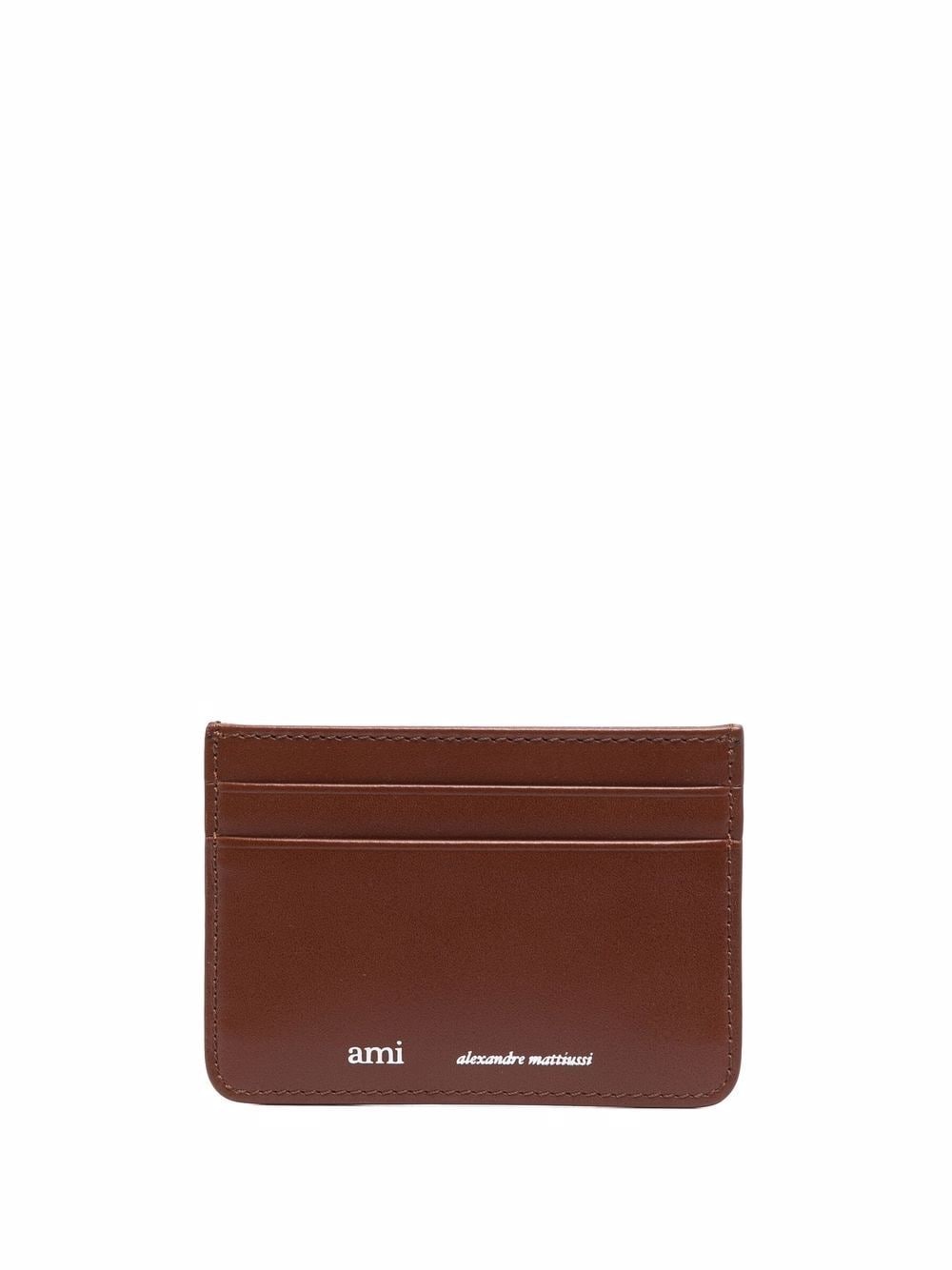 logo-print leather cardholder - 1