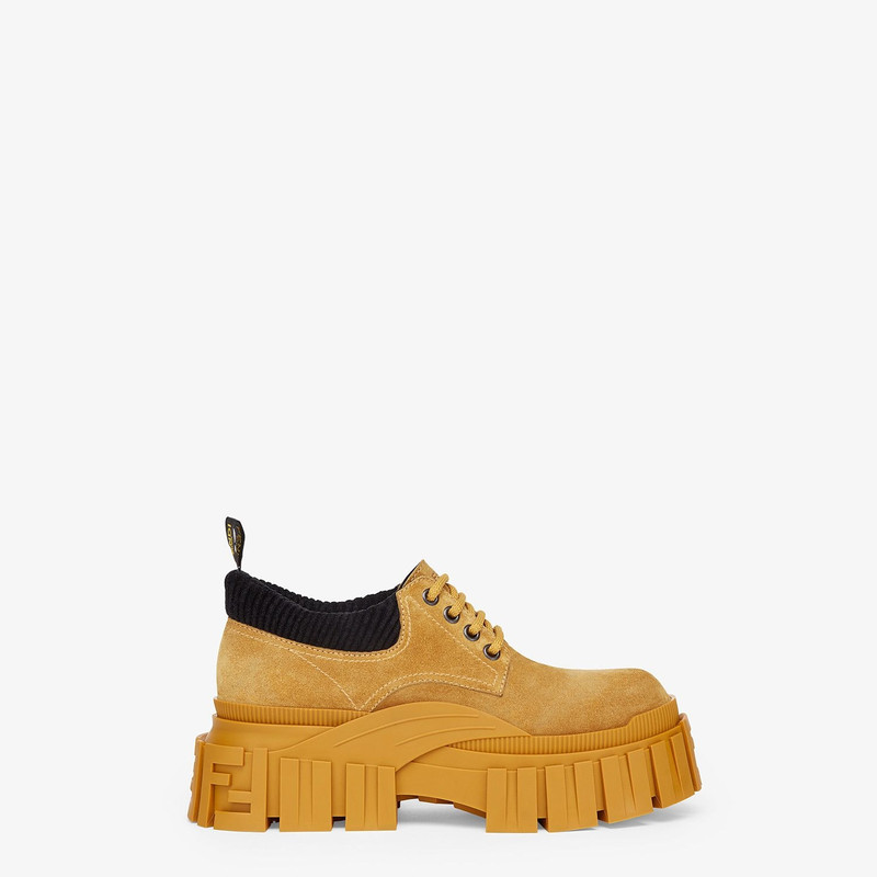 Yellow suede lace-ups 1